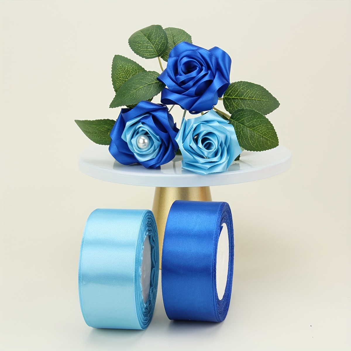 2pcs, Ribbon 866.14 Inch Handmade Valentine's Day Rose Flower Material  Satin Ribbon Flower Gift Packaging Holiday