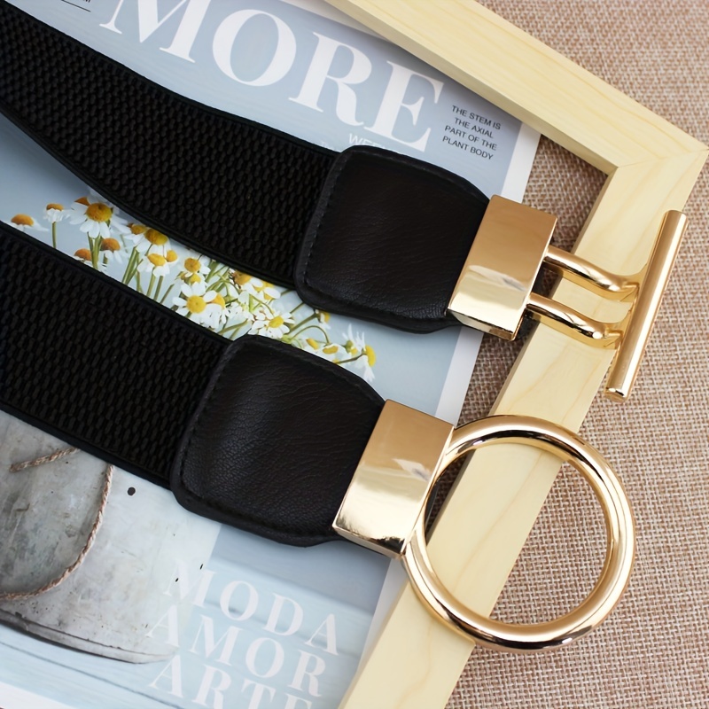 elegant style womens elastic wide waist belt set golden  display picture 2