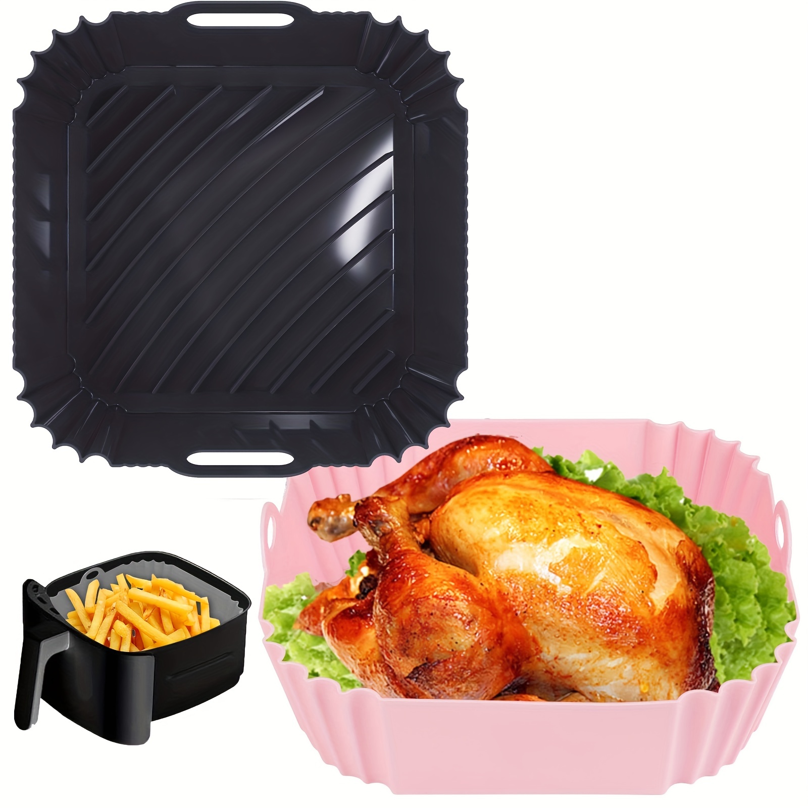 food grade silicone air fryer pot with mitts reusable and easy to clean basket liner for healthier cooking