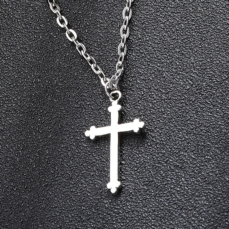 Men's Cross Pendant Necklace, Polished Design