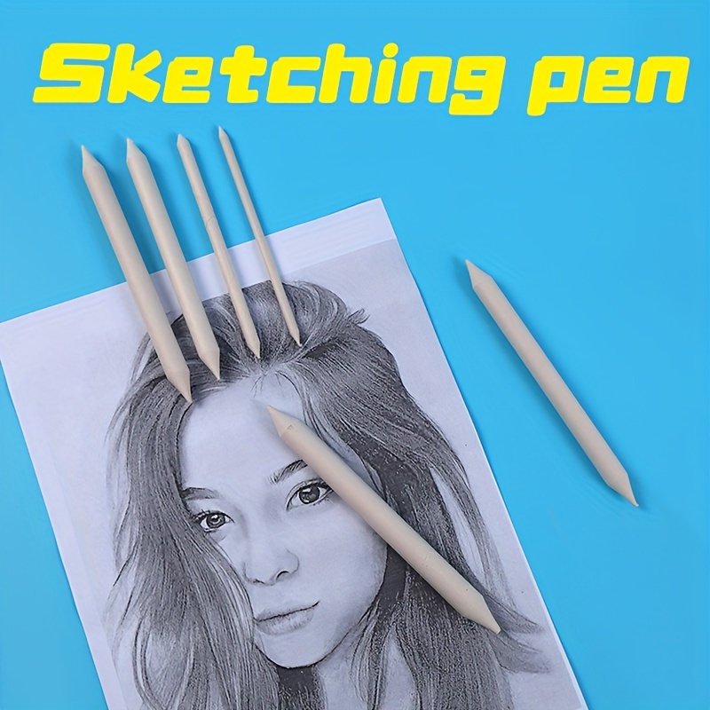 6pcs Sketch White Charcoal Pen Soft Sketch White Pencil Artist