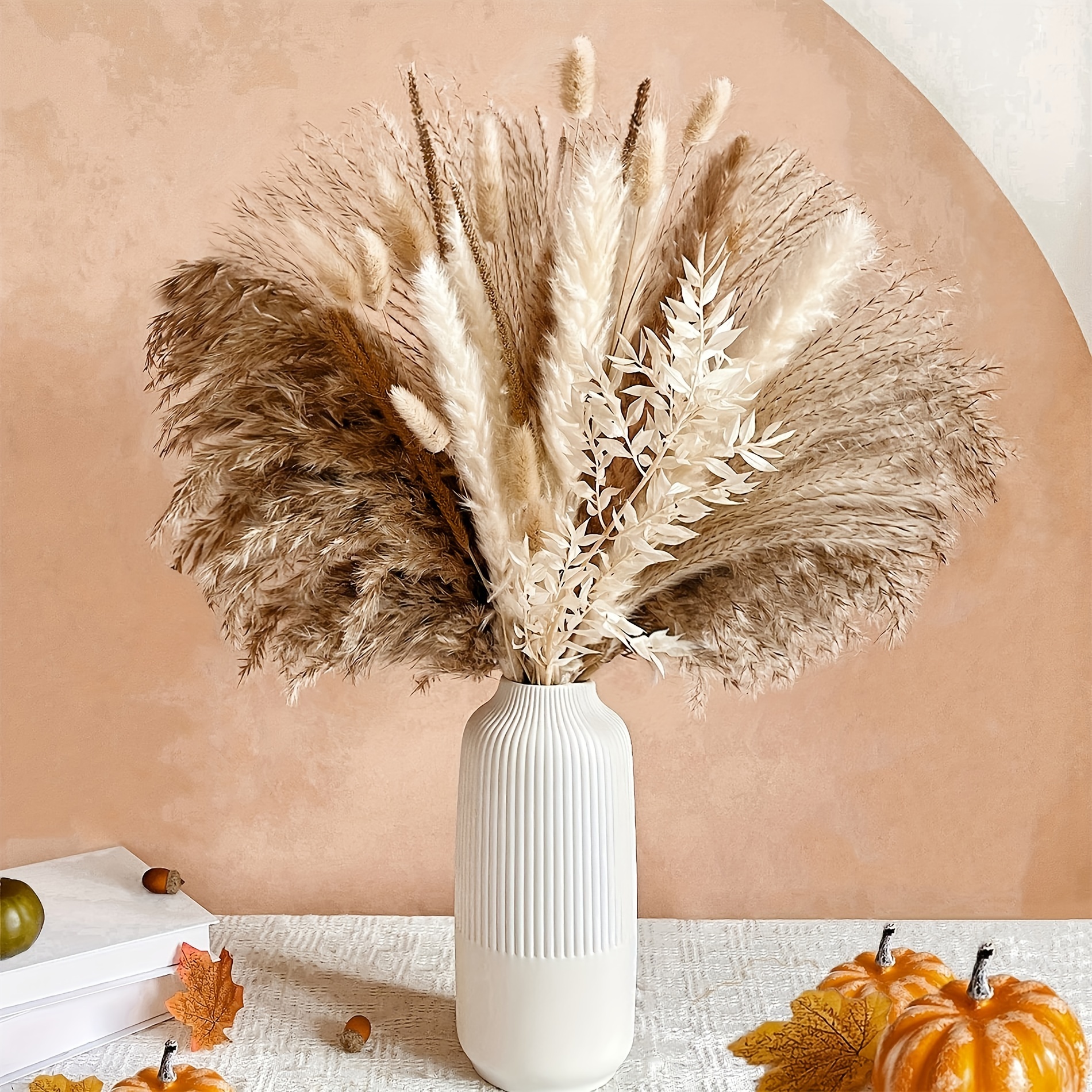 ZJTAPE Erba della pampas - Naturale Fiori Secchi Decorativi, Erba di Pampa  Fronde soffici、Eucalipto e Lagurus Essiccati, Bouquet di Fiori Secchi Per  il Matrimonio Perfetto, Decorazioni per la Casa : : Casa