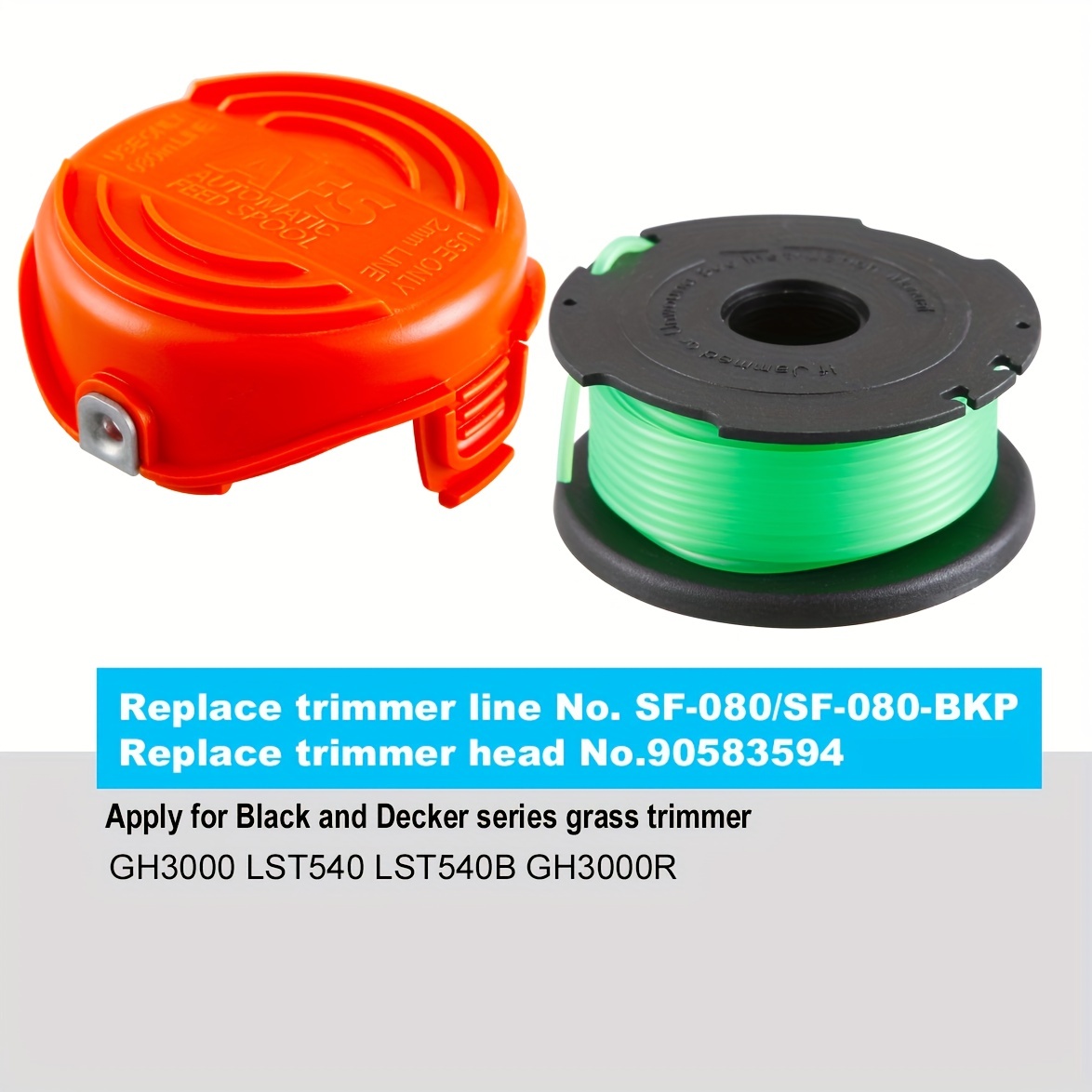 SF-080 Replacement Spool, SF 080 trimmer,20ft 0.080 inch for Black and  Decker GH3000 LST540 LST540B GH3000R SF-080-BKP Auto Feed Spool Single Line