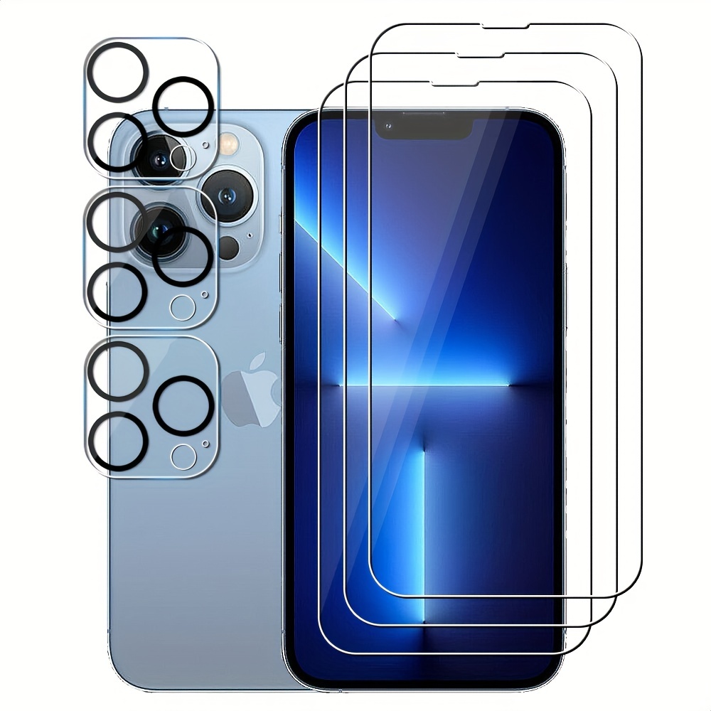 3 + 3) Para IPhone 14 Plus 13 Pro Max 12 Mini 11 Protector De Pantalla De  Teléfono De Vidrio Templado Y Película De Lente De Cámara 3D - Temu Chile