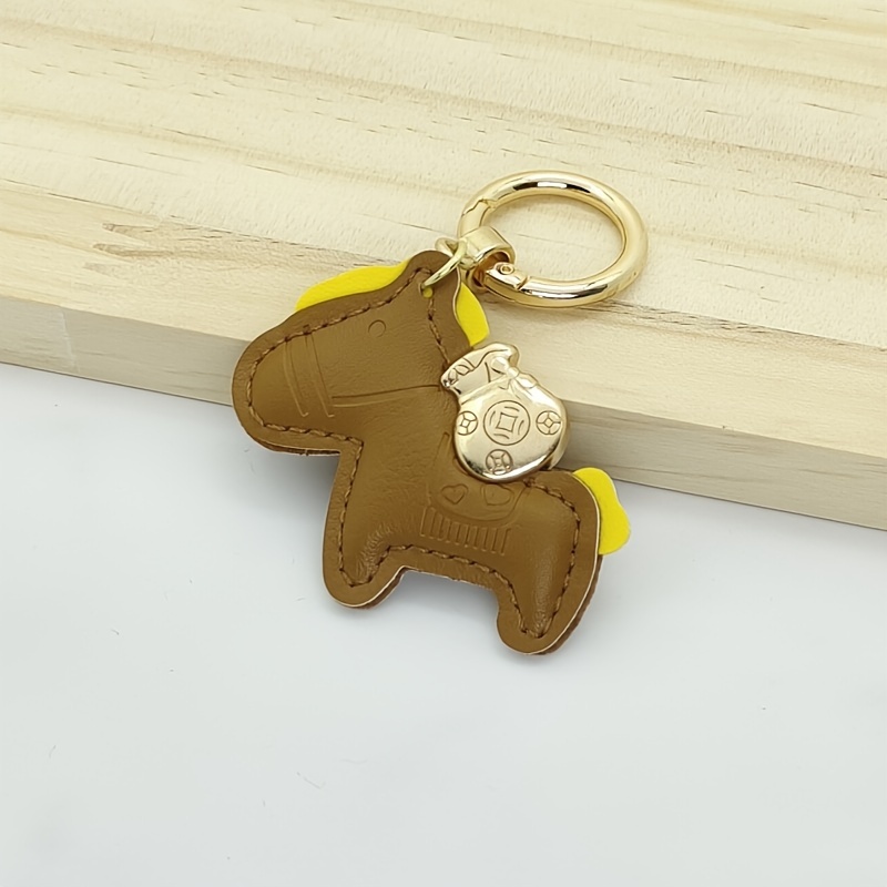 Pony Decorative Keychain Faux Leather Keyring Gift Men Women