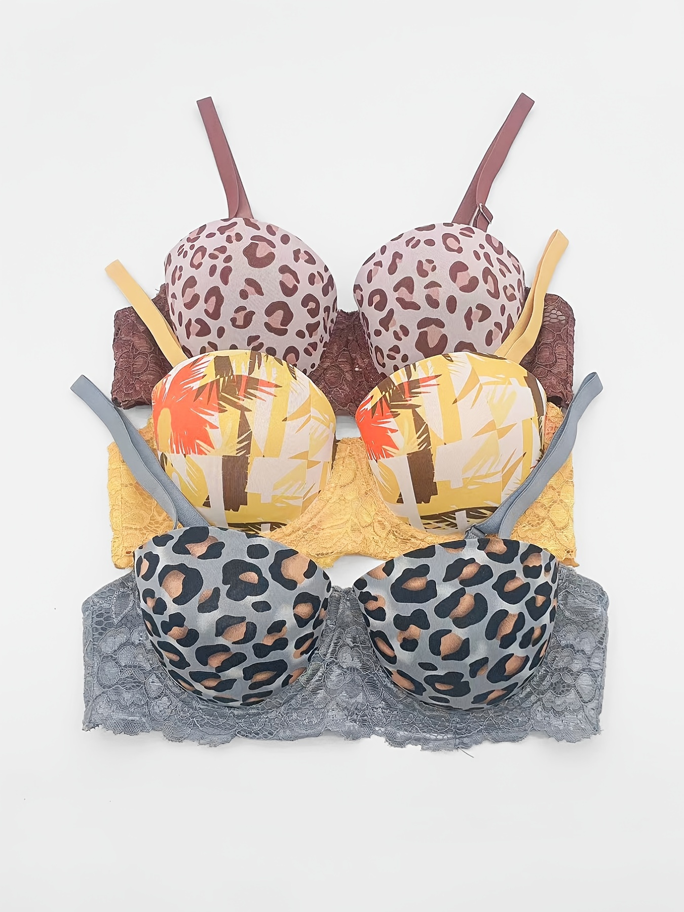 Sexy Removable Shoulder Strap Leopard Print Bras Setting Cup - Temu Canada