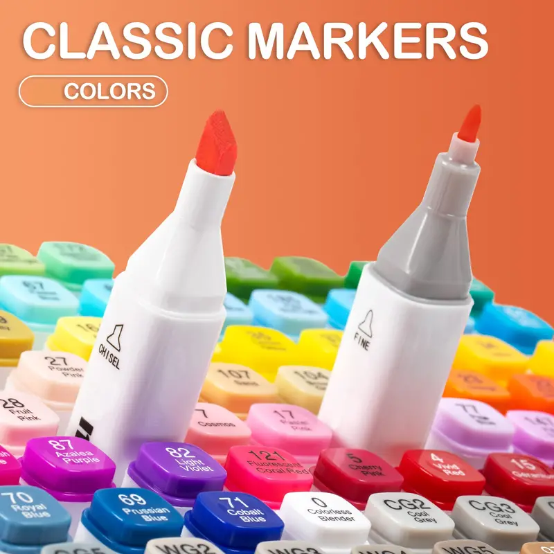 Bianyo 36 Colors Dual Tips Art Markers Alcohol Based Highlighter Pens with Assor