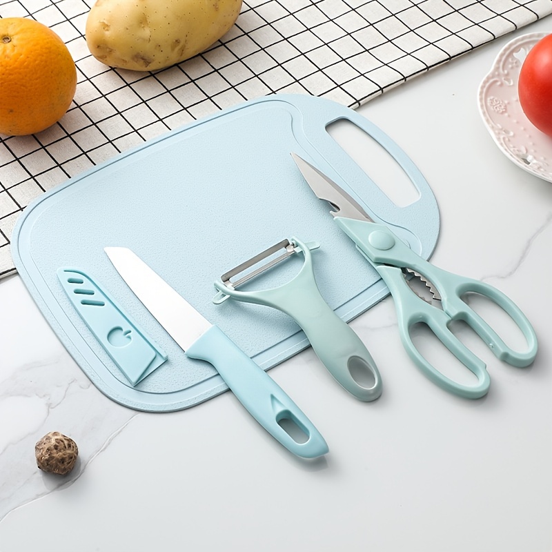 Mini Travel Cutting Board Set, 4 Pcs Mini Camping Plastic Cutting Board  Knife, Kitchen Scissors, Non Slip Portable Stainless Steel Picnic Small  Cutting Board Set 