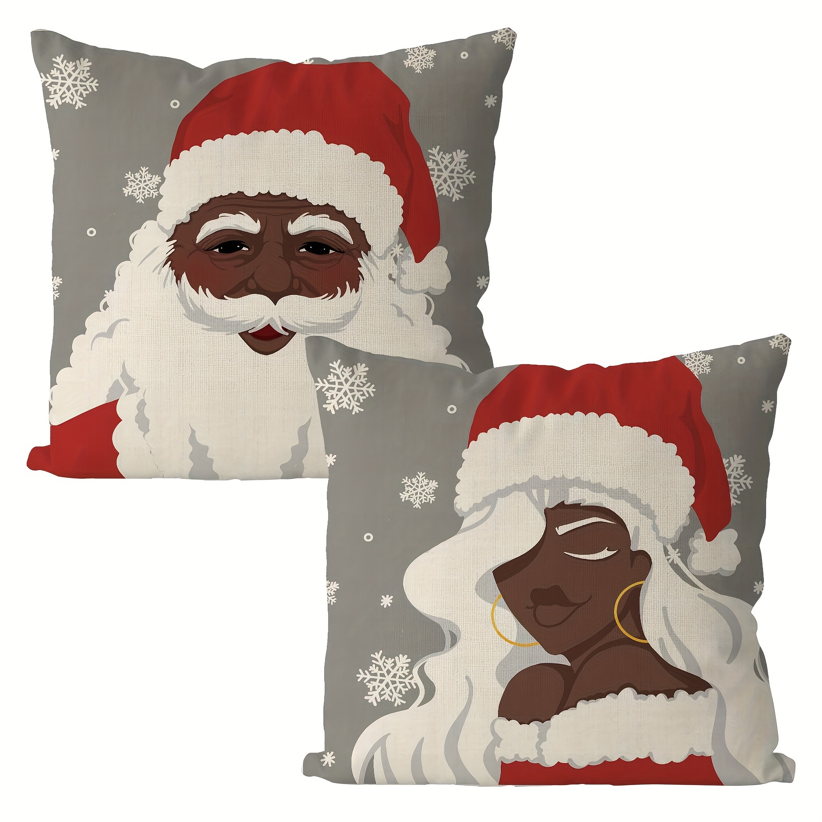 

2pcs Linen Mixed Weave Christmas Santa Claus Christmas Girls Throw Pillow Cover Home Decor, Room Decor, Bedroom Decor, Collectible Buildings Accessories (cushion Is Not Included)