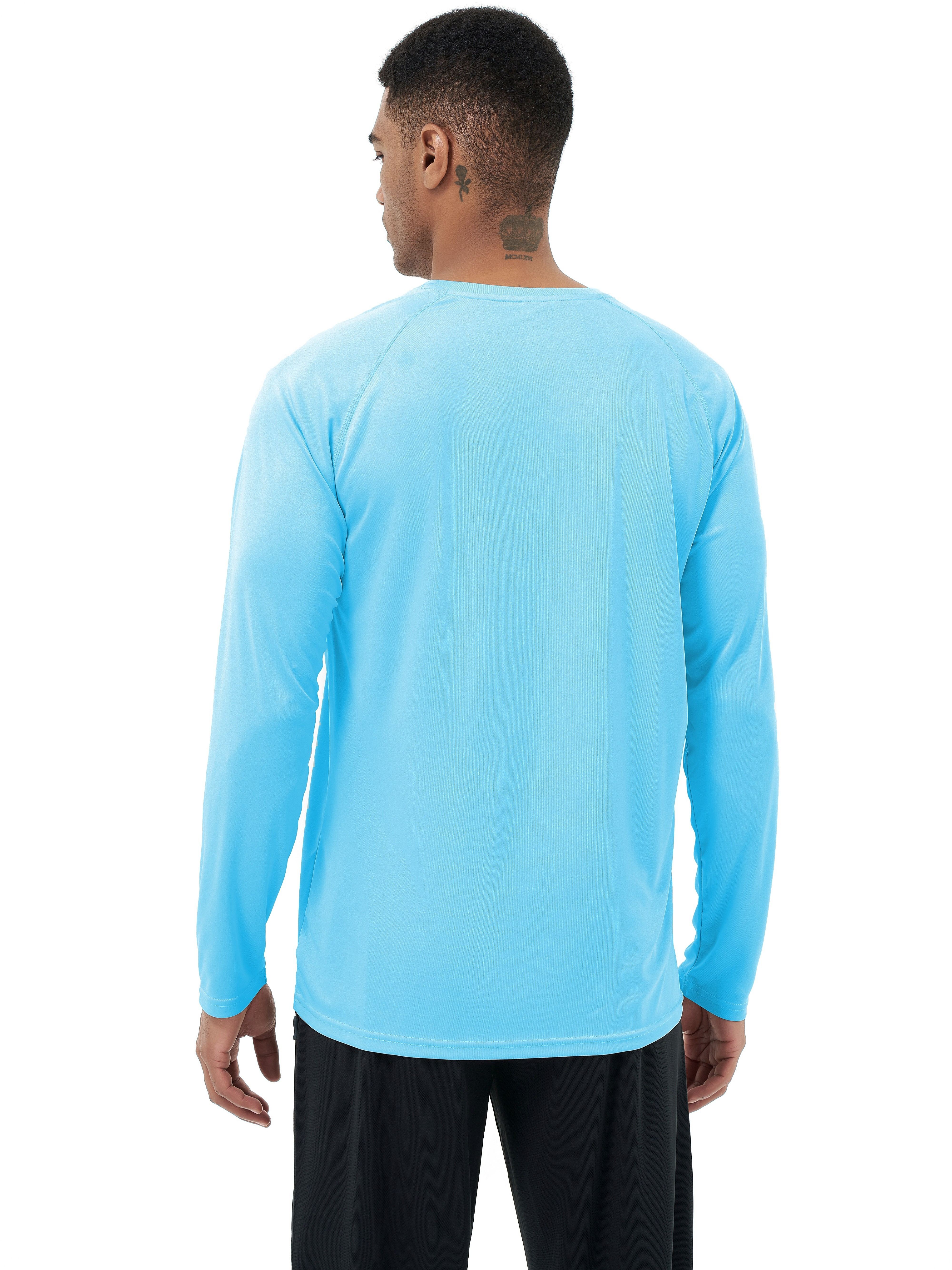 Men's UPF 50+ Sun Protection Shirts Quick Dry UV T-Shirts, Light Sky Blue / L