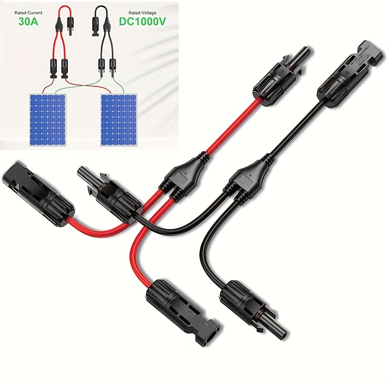 1 paire MC4 quatre voies Y Type MC4 connecteur photovoltaïque connecteur de  branche solaire panneau solaire accessoires de prise mâle et femelle