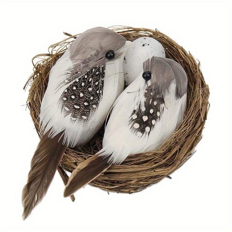 Juego De 3 Pájaros Decorativos Con Plumas De Espuma Artificial, Colores  Aleatorios
