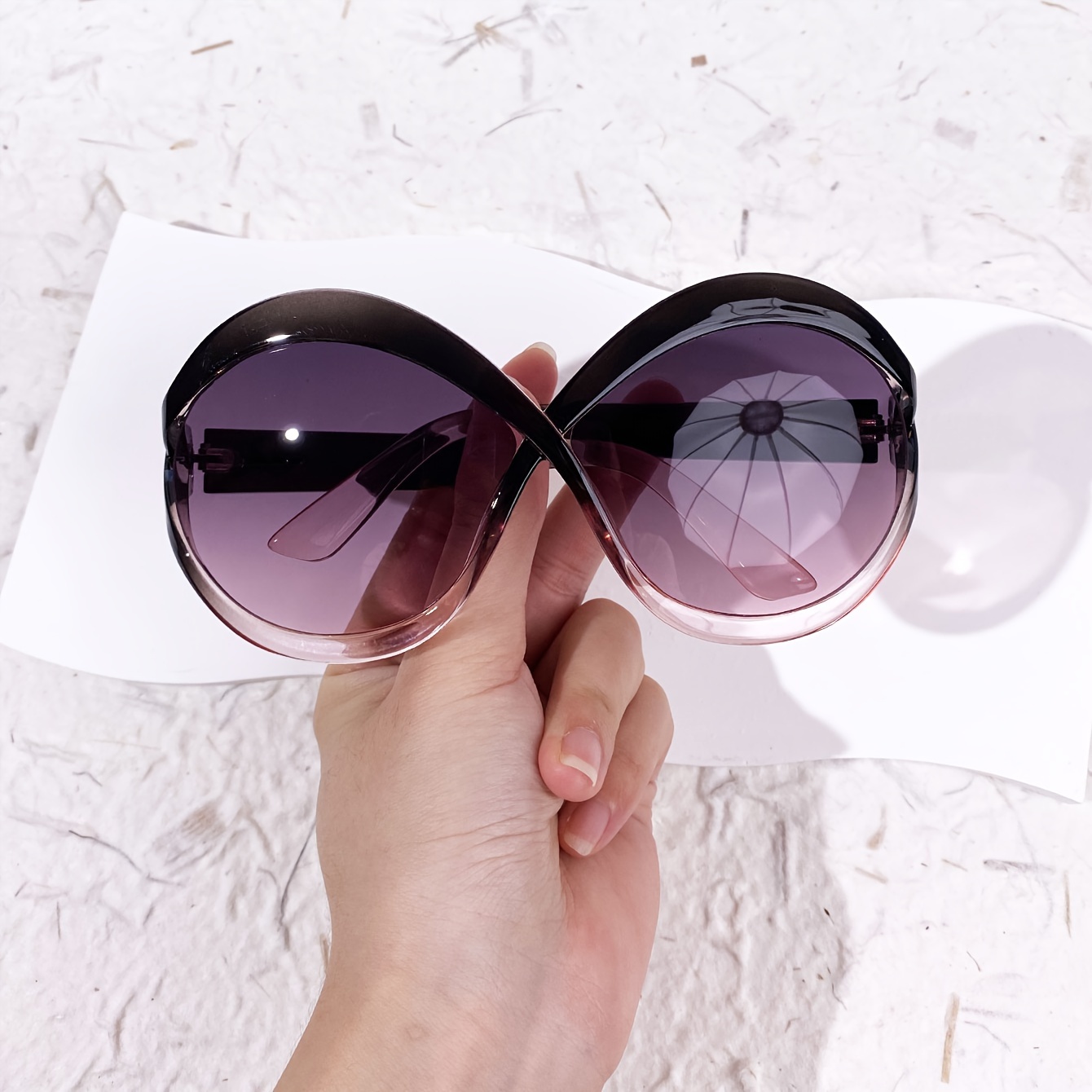 Women's Pink Lens Ombre Oversized Square Frame Sunglasses