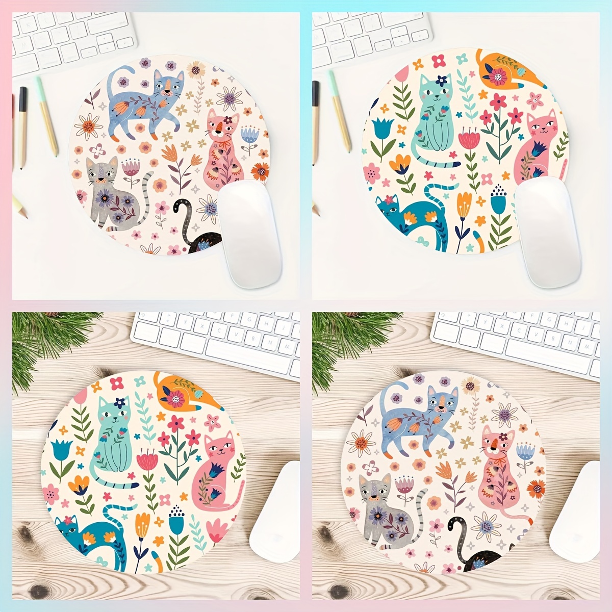 

1pc Cat Pad, For Women And Man Round Mousepad, Mat, Suitable For Computers, Laptops Supplies