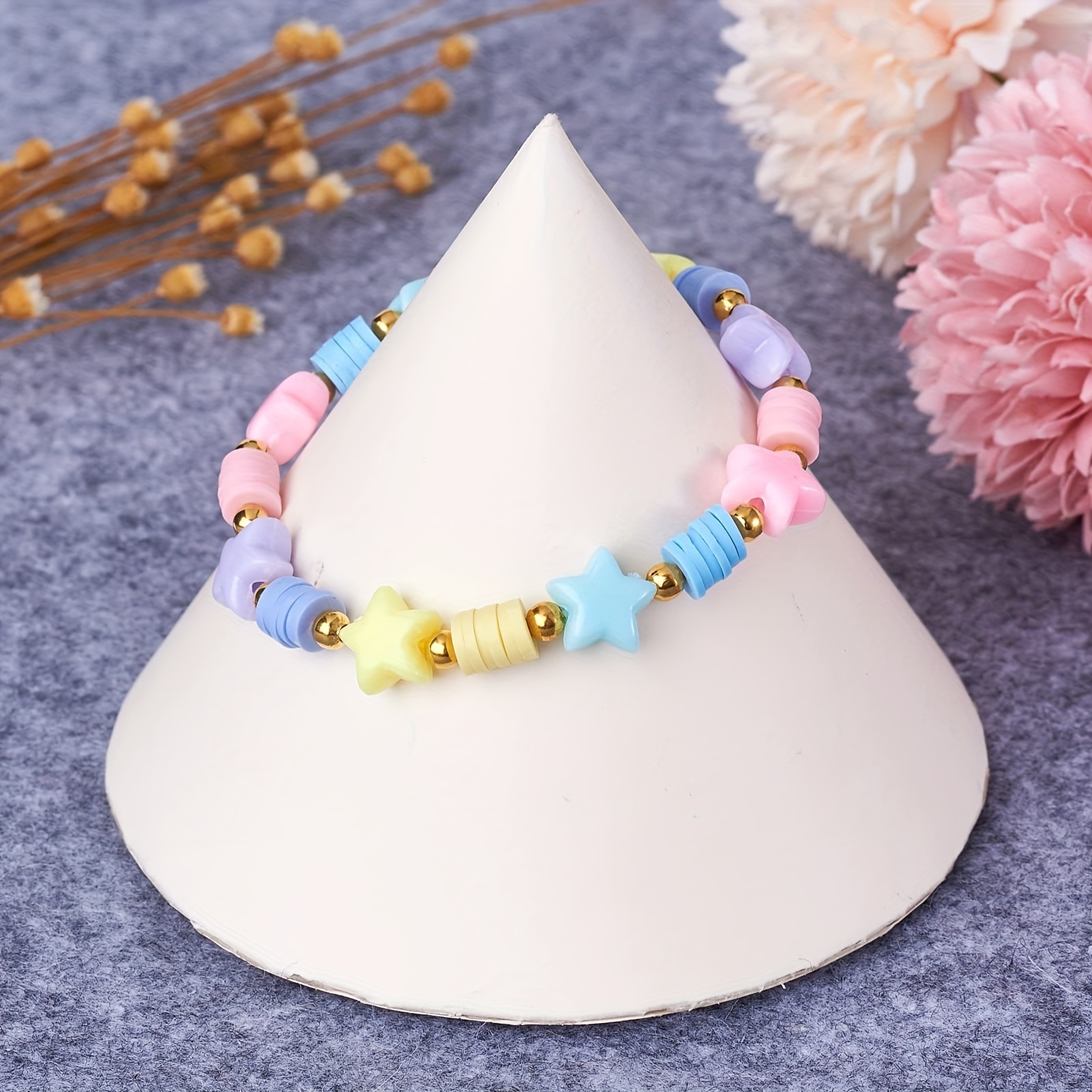 50 × Pony Beads Mixed Colours Choose From Star Heart Flower Butterfly Shape