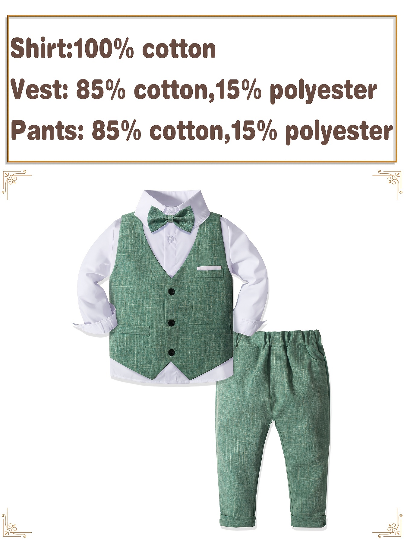 Boy's Gentleman Outfit Bowtie Shirt Vest Suit Pants Set - Temu Czech  Republic