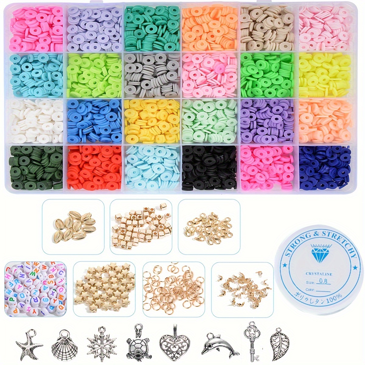 Bohemian Style Colorful Flat Round Polymer Clay Beads Kit - Temu