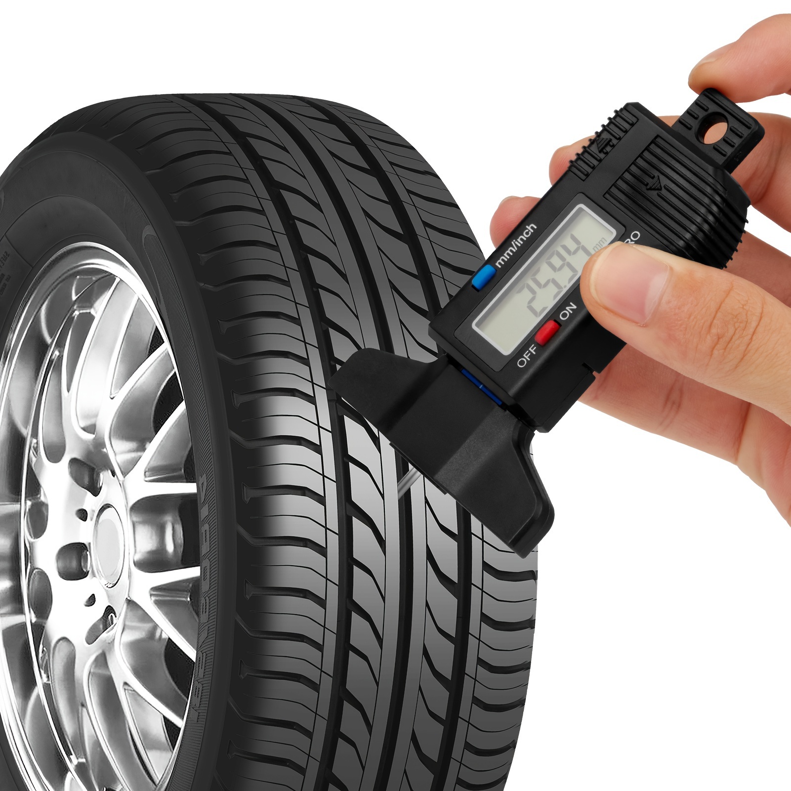 Jauge de profondeur de bande de roulement de pneu et testeur numérique pour  voiture : : Auto