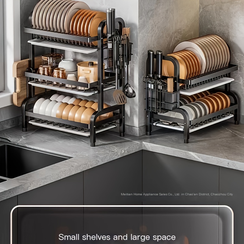 Dish Drying Rack Plates Pan Fold Kitchen Organizer Pot Lid Holder