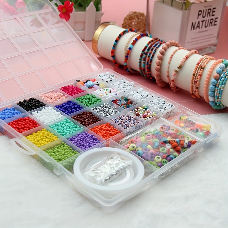 Glass Seed Beads Letter Beads With Charms Set Necklace Ring - Temu