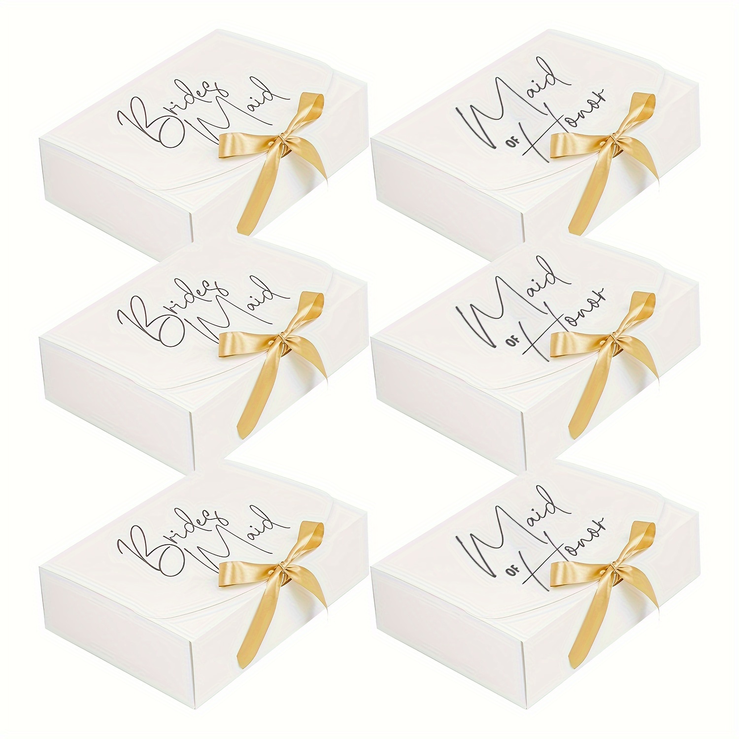 Image of Gift For Her/him 6/10pcs Of New Large White Bridesmaid Gift Boxes With Ribbons, Storage Boxes For Gifts, Party Supplies, Wedding Candy Gift Boxes, Wedding, Wedding Supplies