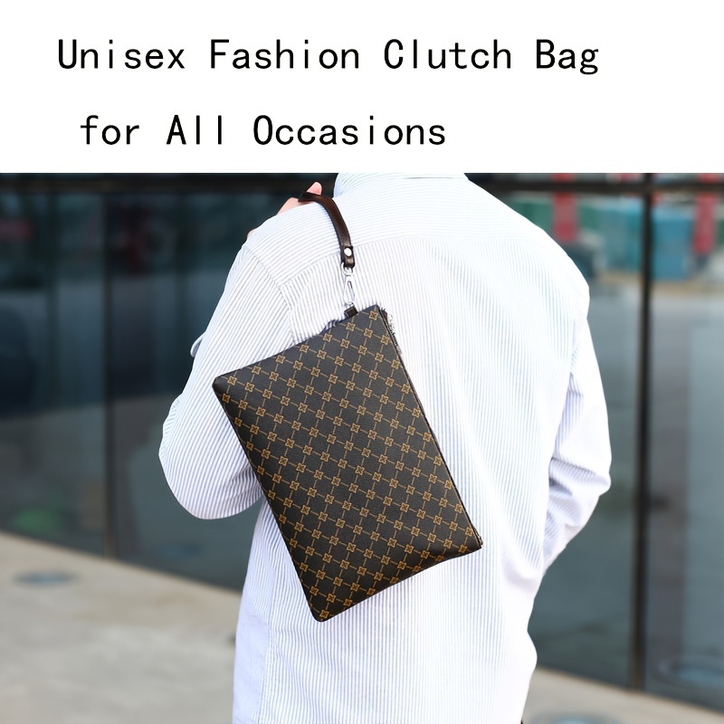 Men's Clutch Bag, Compartment Flower Pattern Fashion Bag, Large