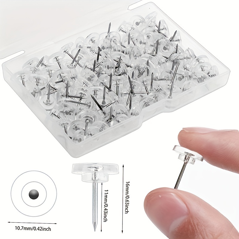 Push Pins Tacks Clear Plastic Head Steel - Temu