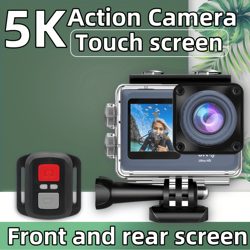 Cámara de acción 4K con pantalla táctil – Pantalla dual Ultra HD EIS WiFi,  cámara deportiva, 40 M, cámara impermeable de 170 °, gran angular