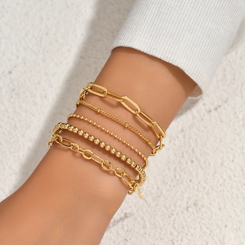 Temu Golden Bracelets for Women 14K Gold Plated Bracelets for Women Dainty Herringbone Jewelry, Jewels Stackable Figaro Chain Paperclip Link Cute Anklet