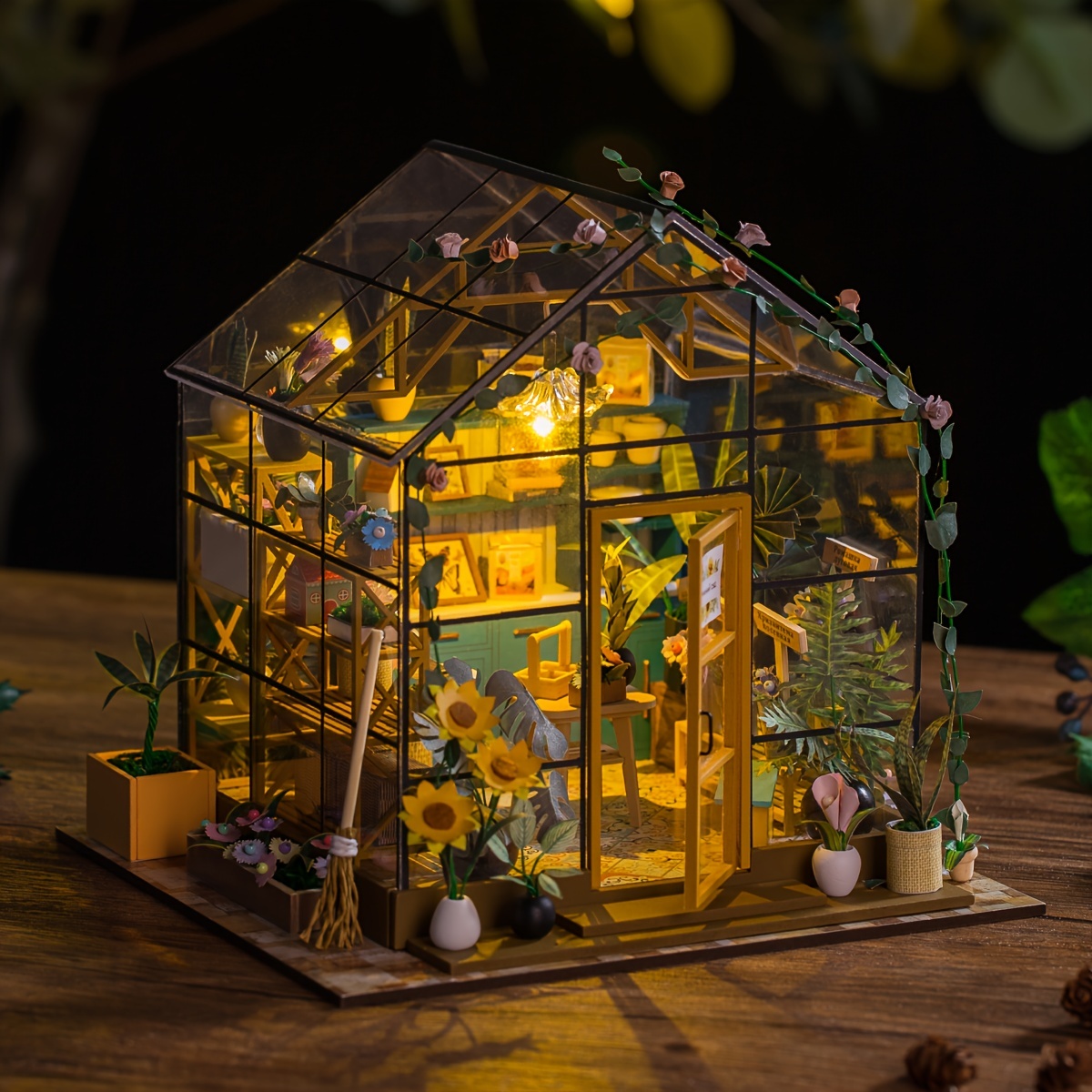 Invernadero de madera con marco frío para invernadero, mini invernadero con  flores elevadas, protección para cama para decoración del hogar, interior