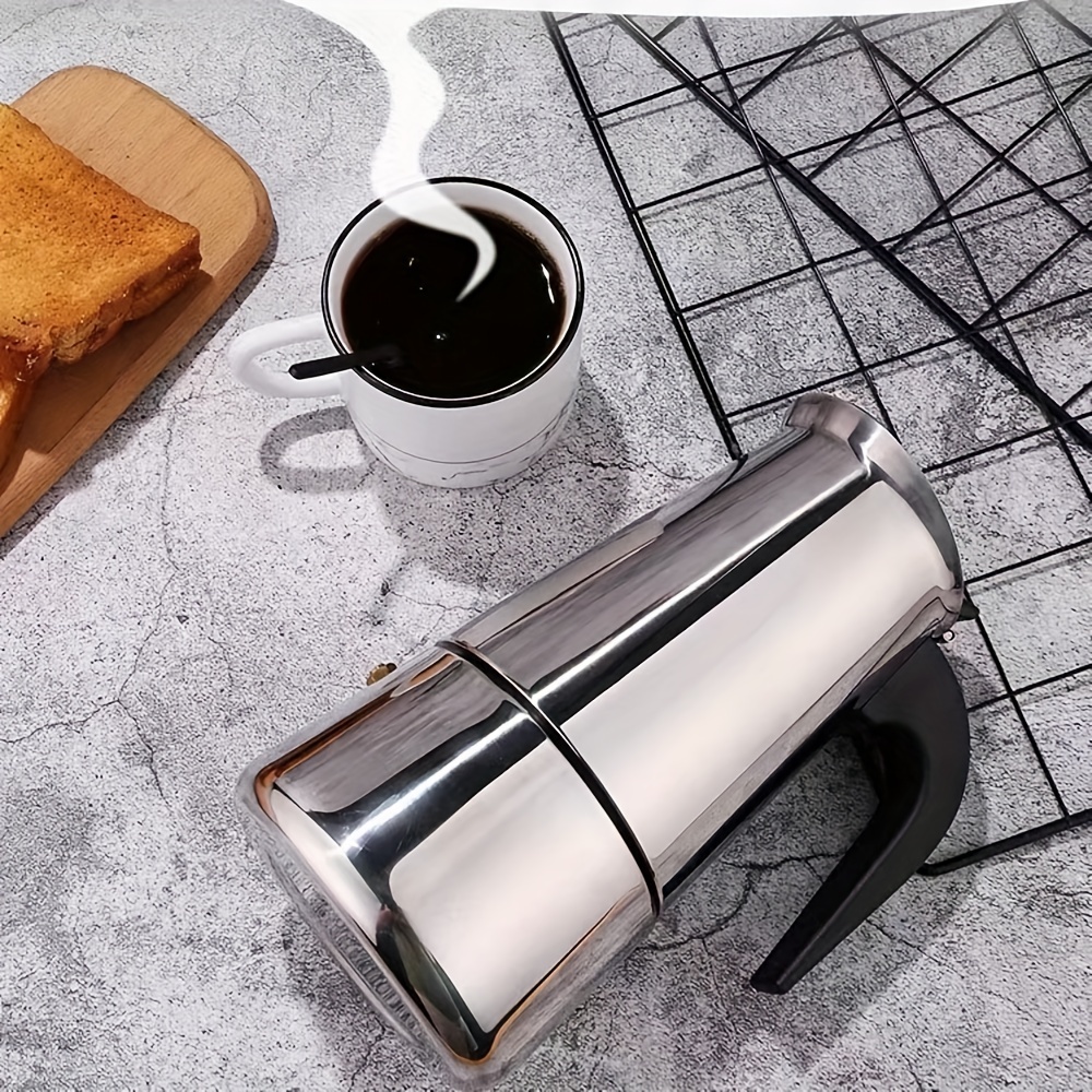 1pc stainless steel moka pot portable coffee pot espresso machine 300ml 10 14oz coffee kettle details 4