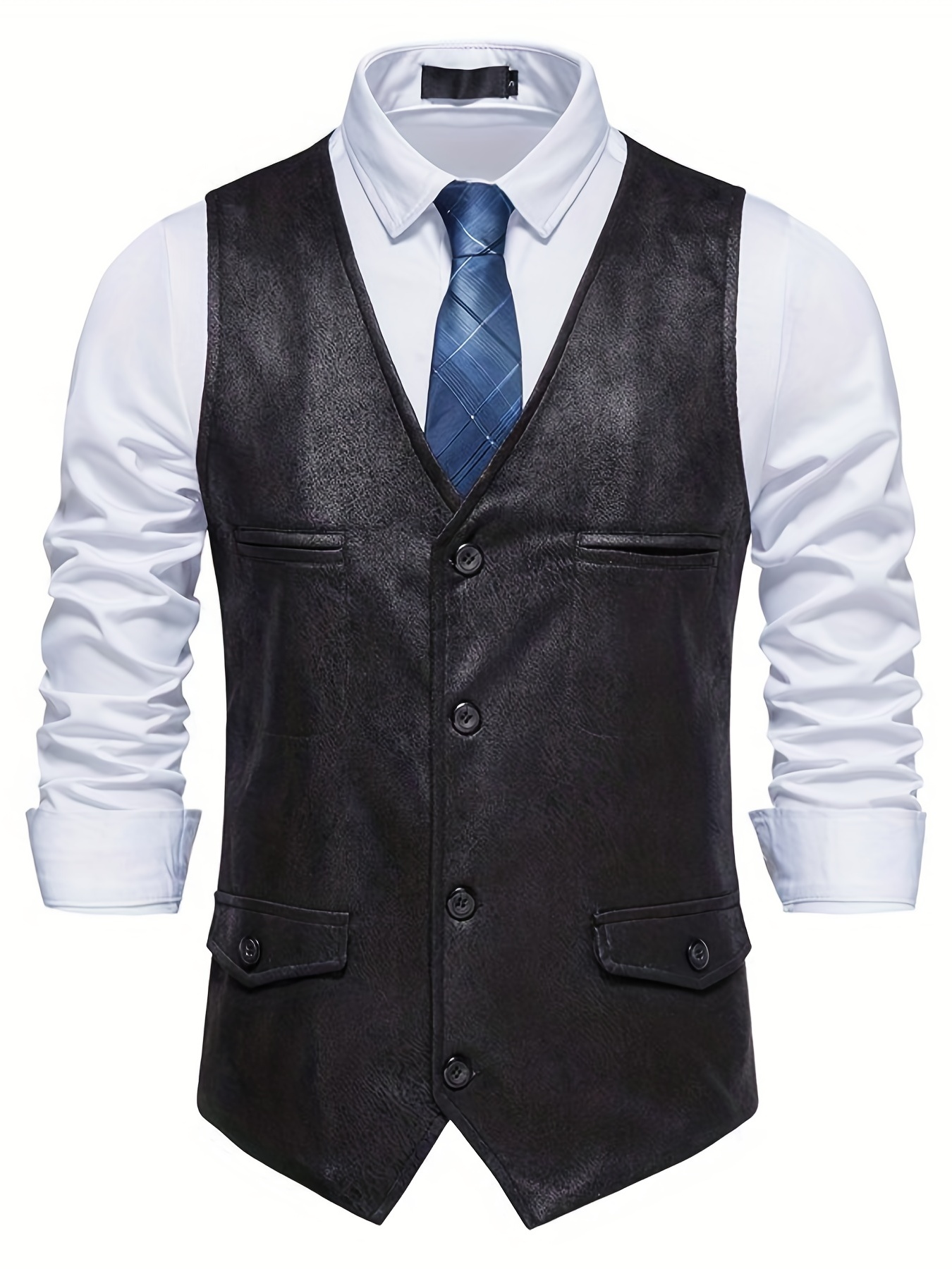 Elegant Slightly Stretch Cardigan Vest Men's Casual Classic - Temu