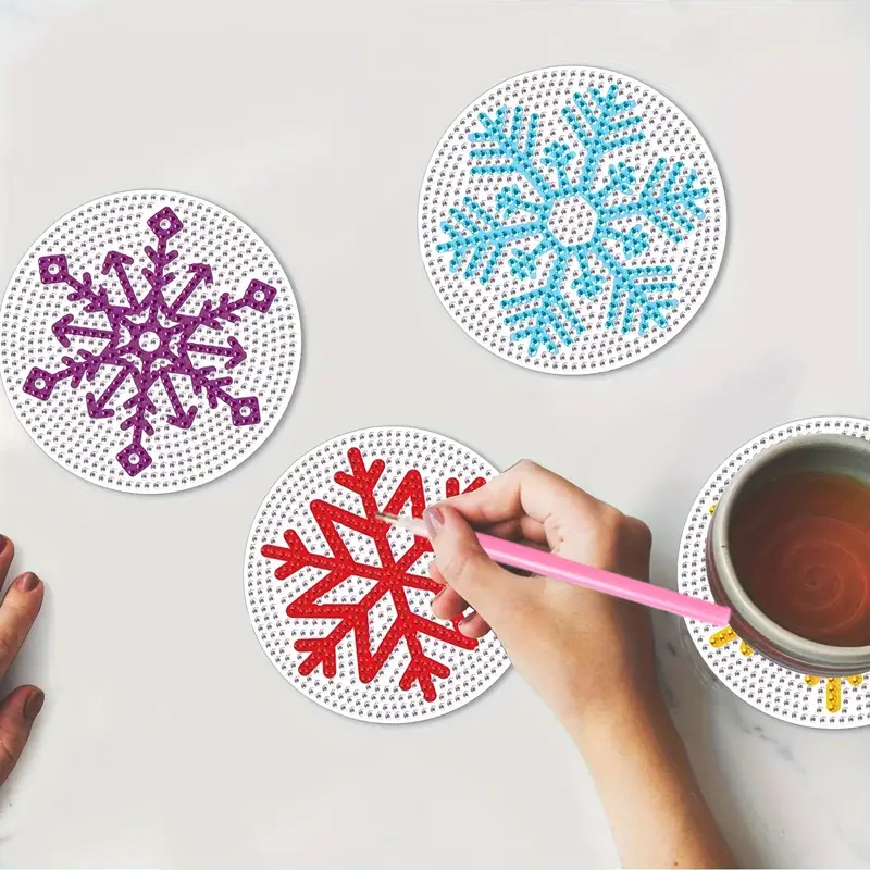 Diamond Painting Coasters Kit Snowflakes Diamond Art - Temu