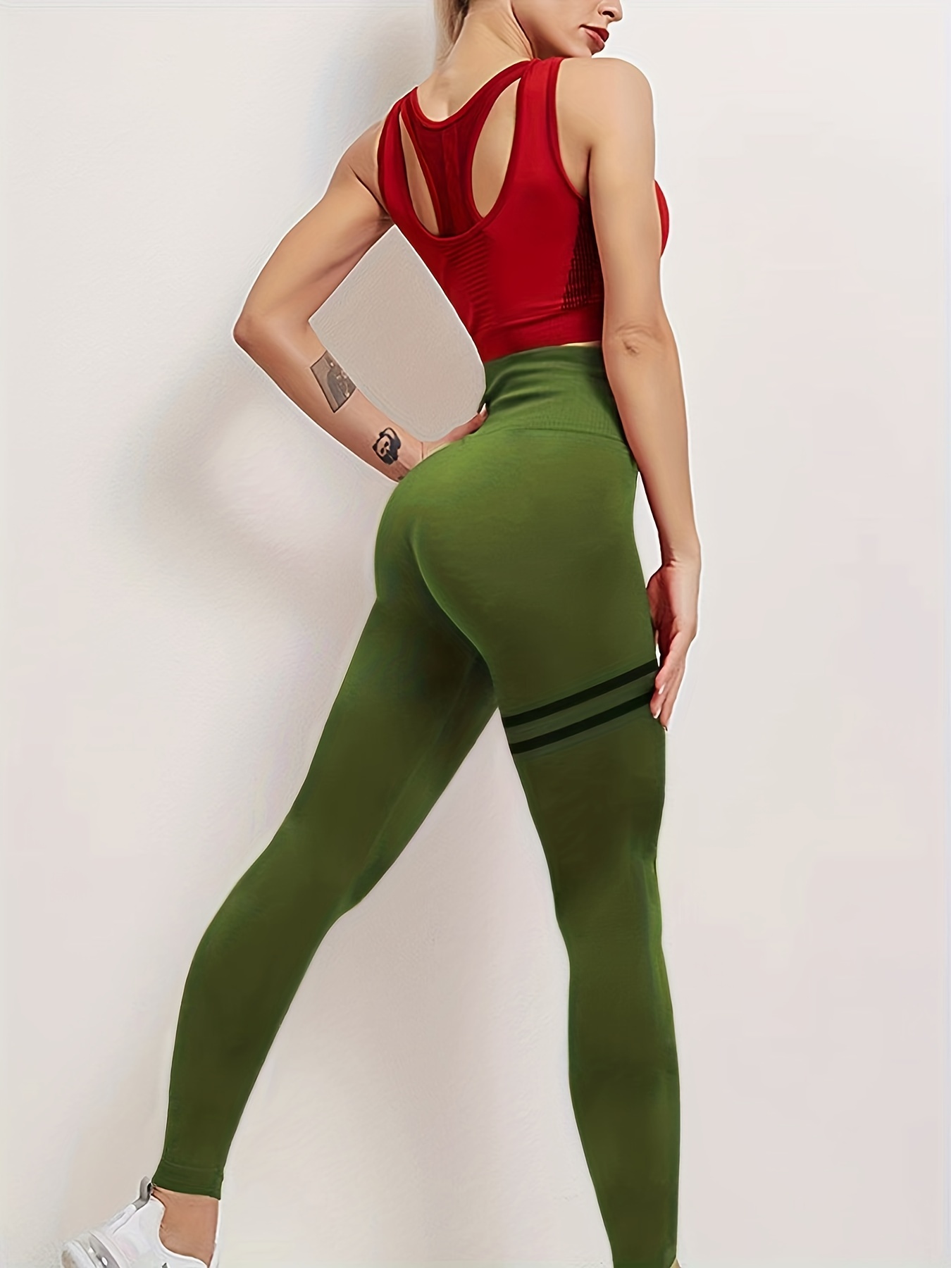 Popular High waisted Double ring Flat Offset Yoga Pants - Temu