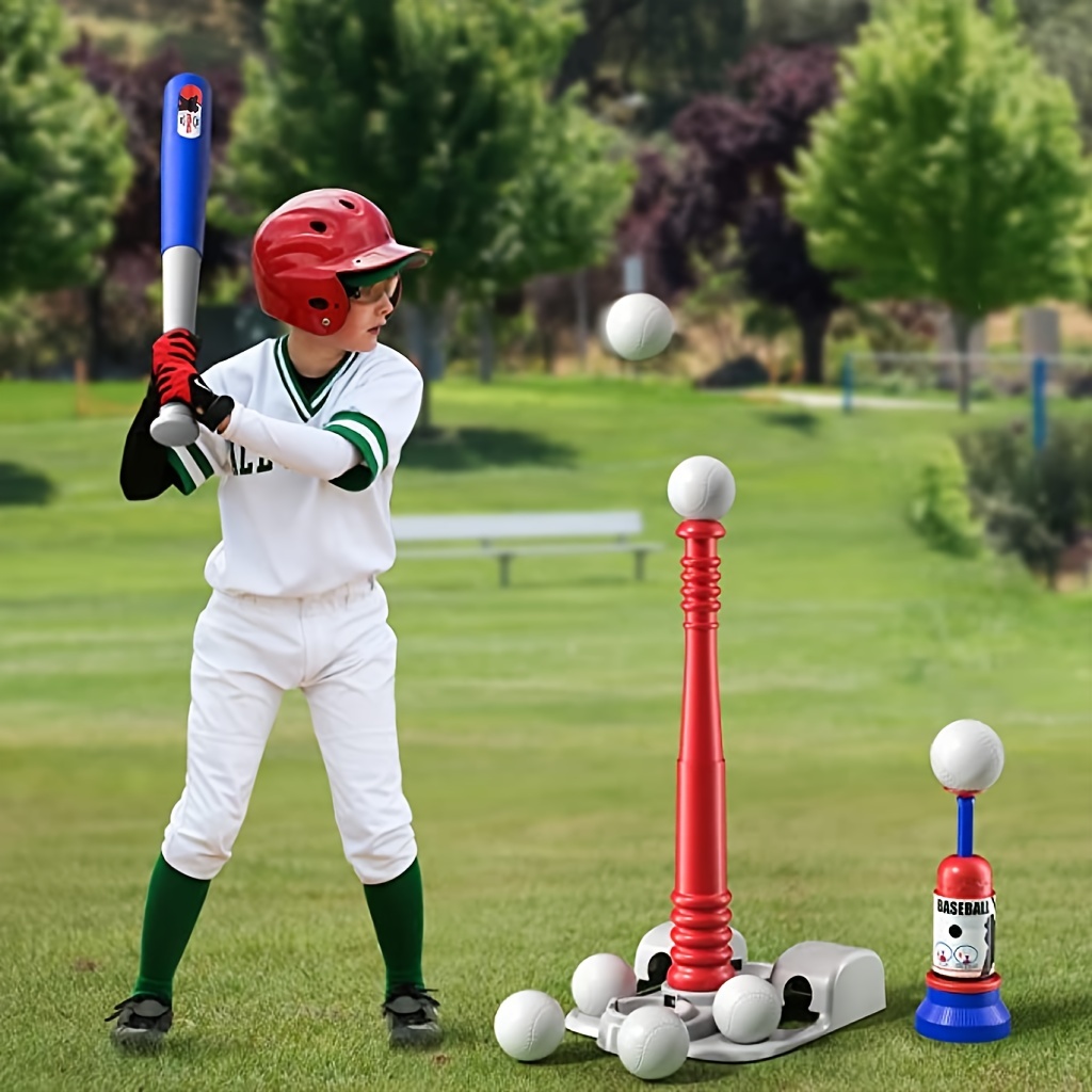 Children's Baseball Pitcher - Pop A Pitch Baseball Hitter With Teen  Baseball Bat+3 Plastic Baseballs - Boys+girls' Baseball Toys, Red/blue  Suitable For Outdoor Toys For Children Over 5 Years Old - Temu