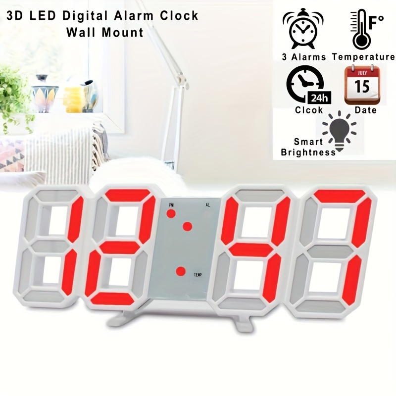 Reloj Despertador LED Proyector Digital Inteligente Para Mesa De Noche  Alarma US 