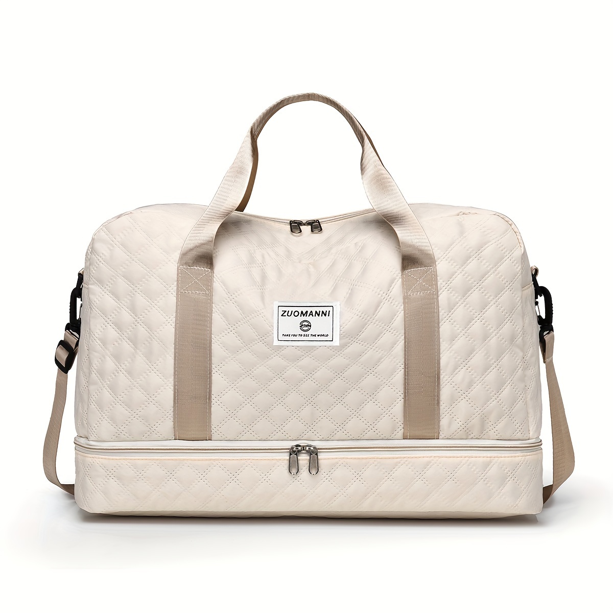 lightweight argyle pattern luggage bag large capacity travel duffle bag portable overnight bag details 23