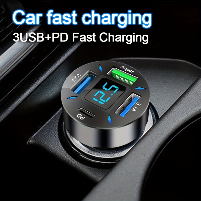 3 port Usb Pd Fast Car Charger (k4) Qc3.1 Type C 3 in 1 Car - Temu