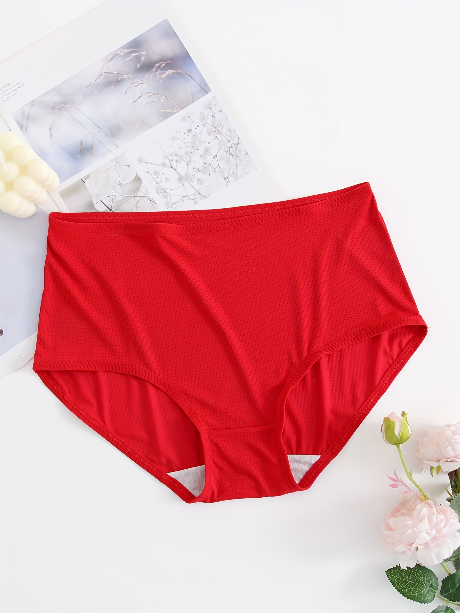 4-Pack Women's Cotton Stretch Underwear Ladies Mid-high Waisted Briefs  Panties Regular & Plus Size 