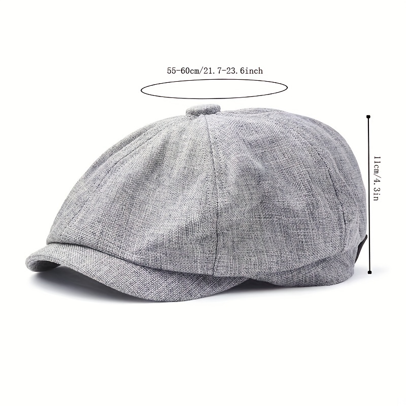 1 adet Erkek Keten Nefes Alabilen Düz Kasket, Yaz için Gatsby Newsboy Şapkaları