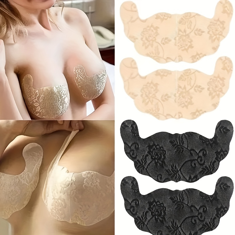 1pc Sticky Bra Skin-color Lace Invisible Breast Covers Push Up