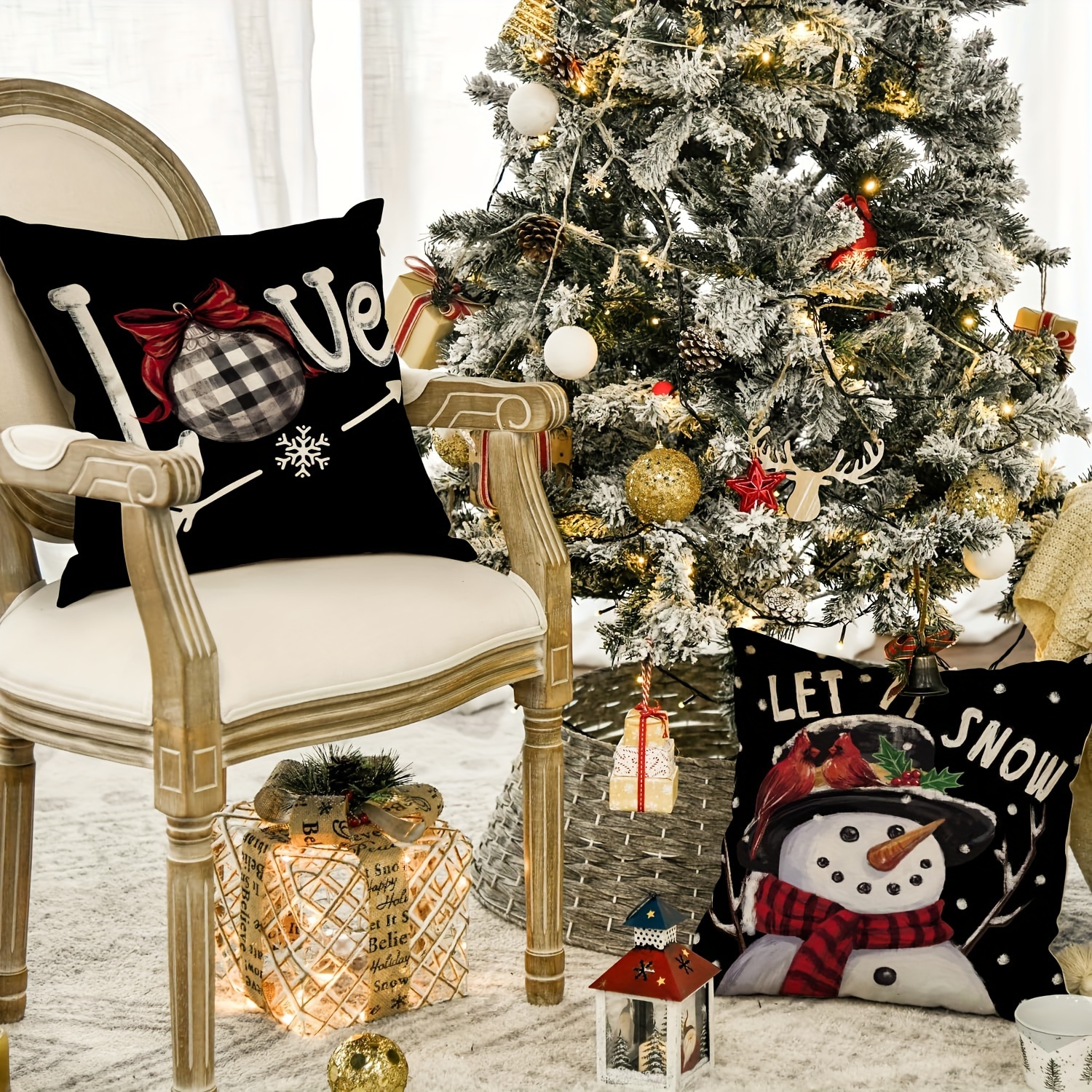 Grey Christmas Pillow Covers, Farmhouse Christmas Decorations,snowman  Reindeer Eucalyptus Truck Winter Holiday Decor Stripes Throw Cushion Cases,  For Couch Sofa Living Room Outdoor,,without Pillow Inserts - Temu