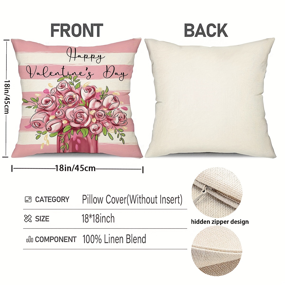 Valentine's Day Throw Pillow Covers Watercolor Flower Gnome - Temu