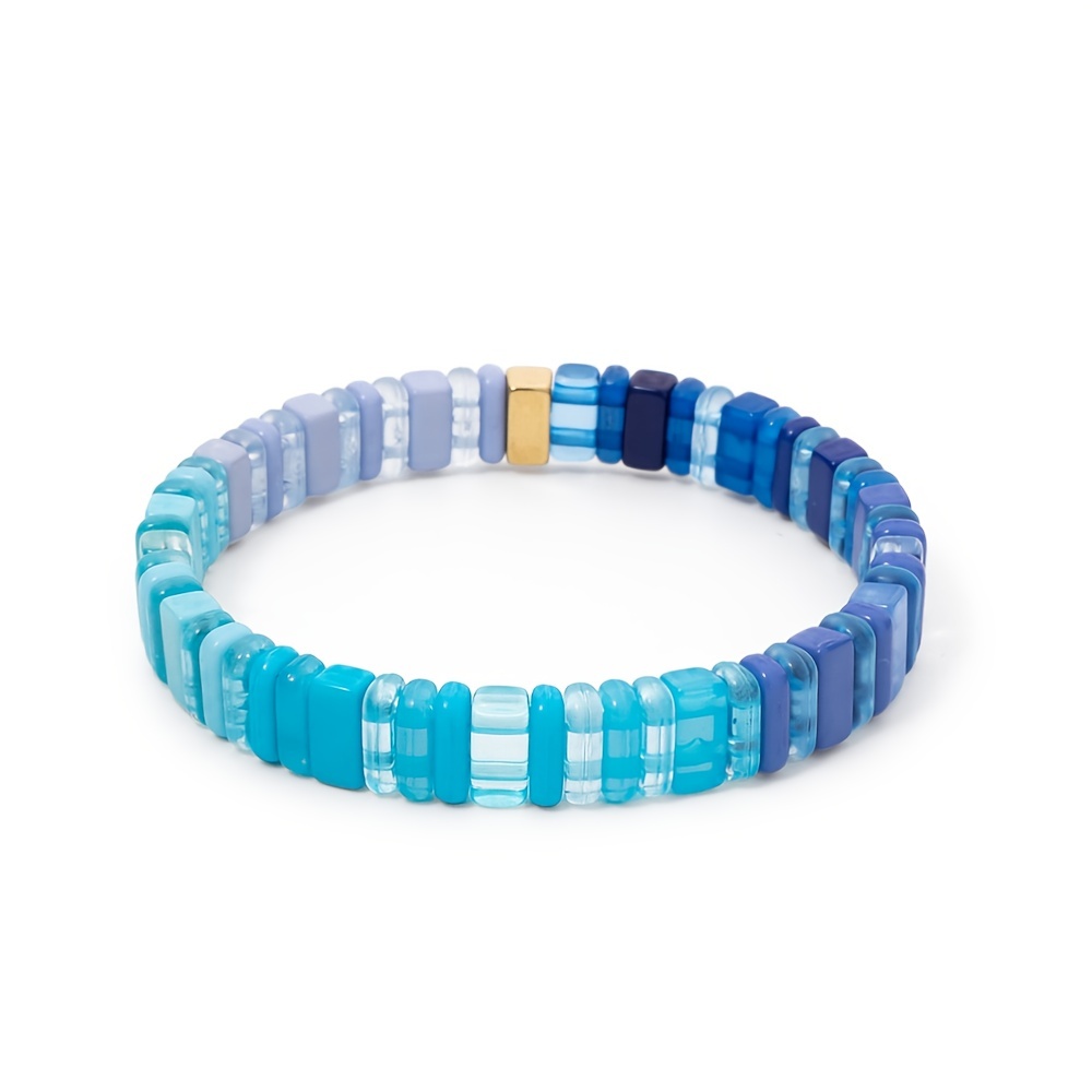 Colorful Acrylic Beads Stretch Bangle Bracelet