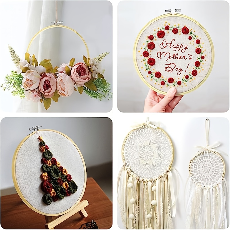 Embroidery Hoop Large Size Bamboo Round Adjustable Cross - Temu