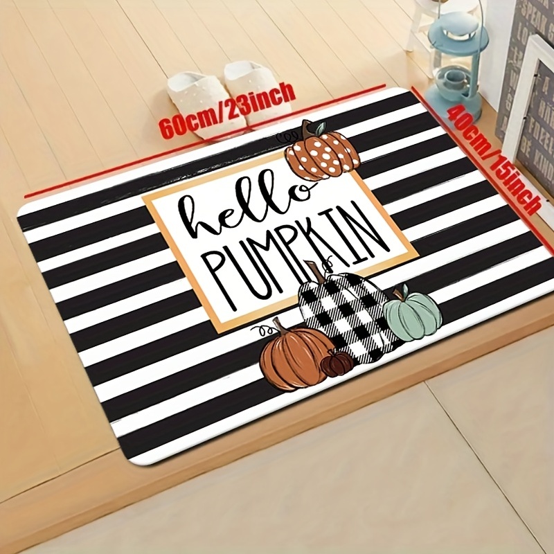 Pumpkin Garden Style Striped Doormat Classic Black White - Temu