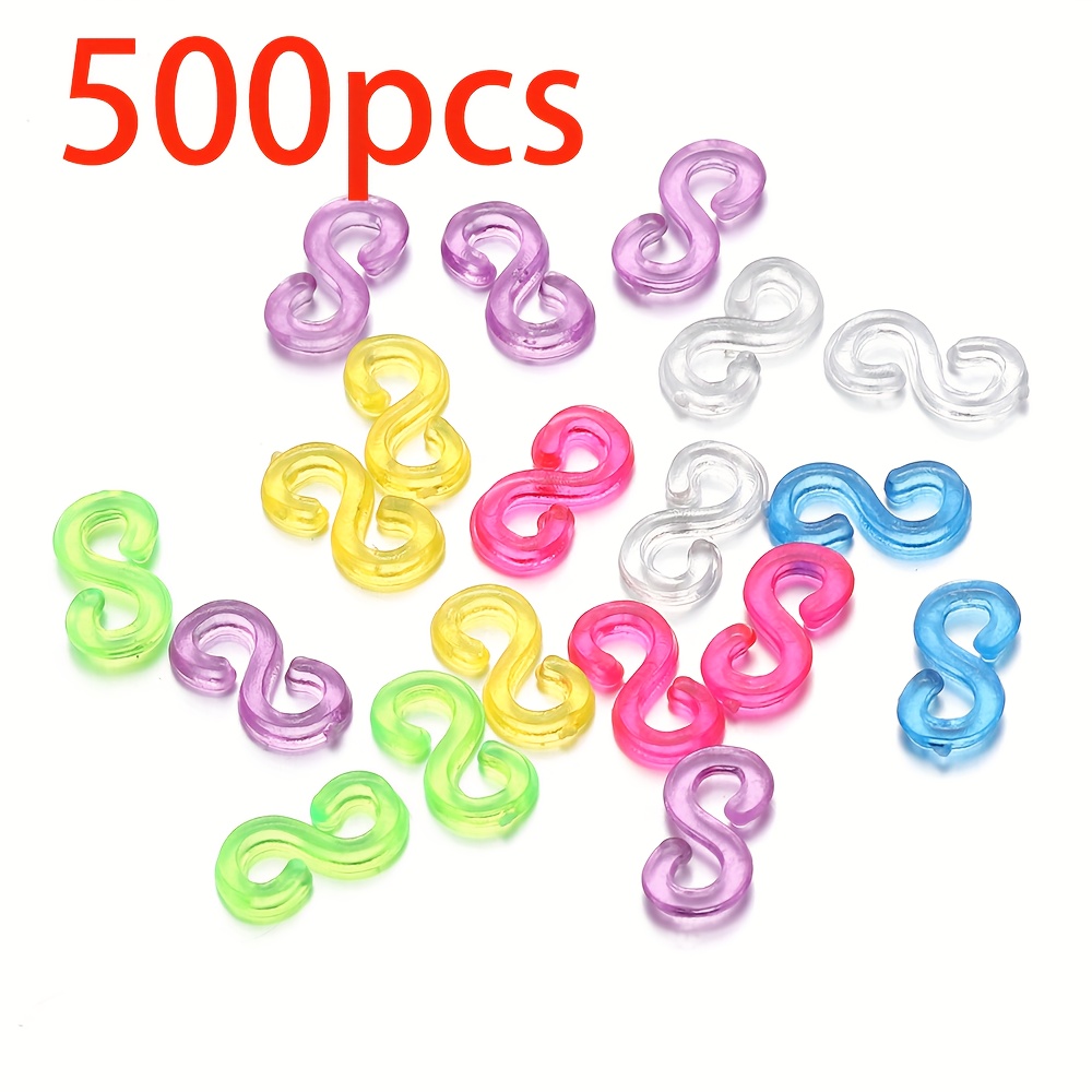100pcs Transparent Loom Rubber Bands Kits Acrylic C Clips S Clips For DIY  Loom Band Bracelet