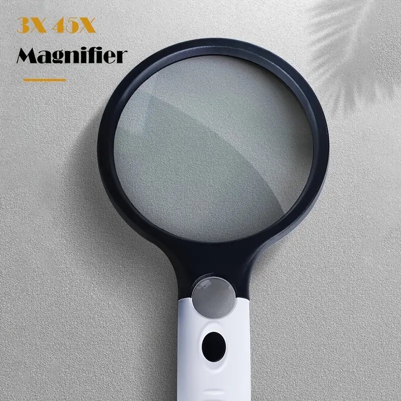 1pc,Magnifying Glass With Light,magnifier With Light,3X 45X High  Magnification,LED Handheld Lighted Magnifier, Suitable For Reading,  Jewellery, Crafts