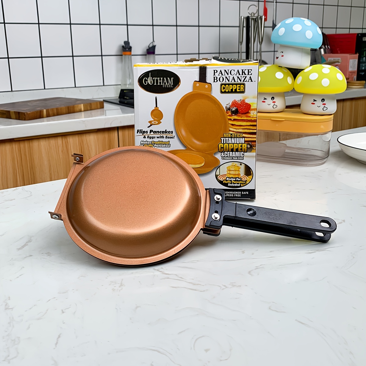 Stainless Steel Double Pan, Pancake Maker, Nonstick Easy To Flip