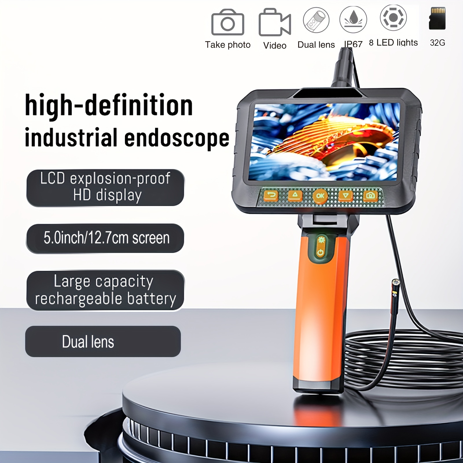 Endoscope Camera Ip67 Waterproof 8 Leds Adjustable Usb - Temu
